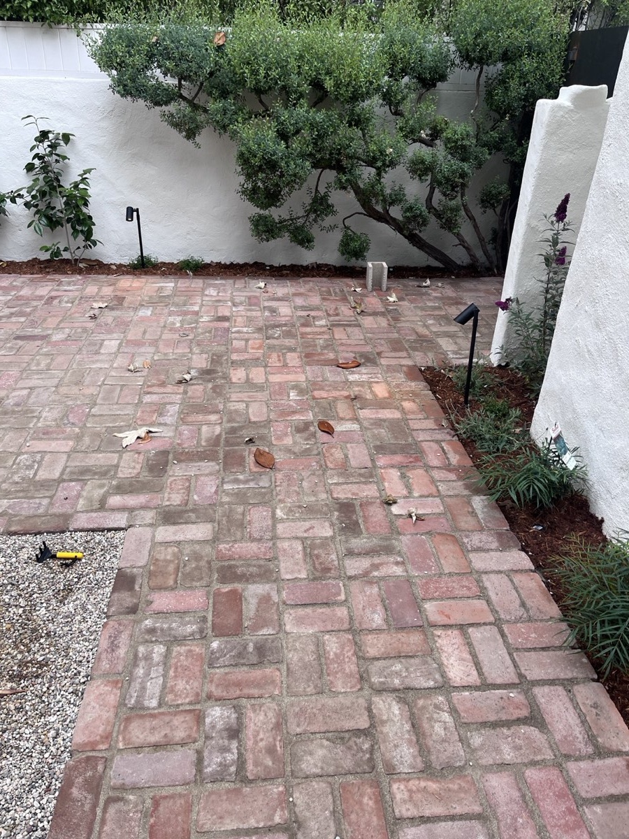 Brick patio laid at a Redondo Beach home
